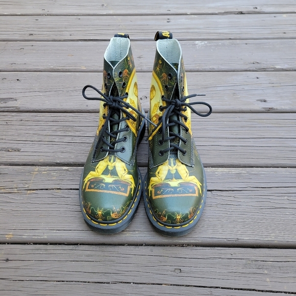 Dr Martens Giovanni Di Paolo Green Leather Museum Collection Combat Boots 9 - Picture 5 of 8